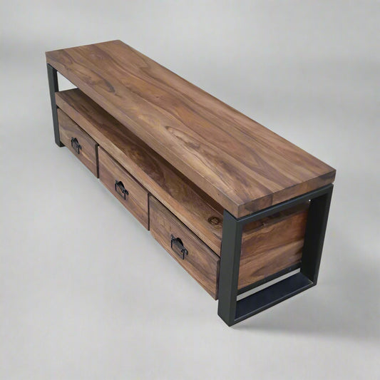 Dark Wood and Metal TV Unit – Urban Sophistication