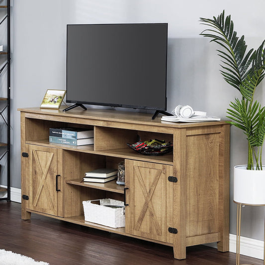 Rustic Media Console with 2-Door Storage Cabinet