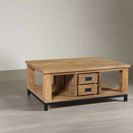 Urban Coffee Table – Solid Wood and Metal Design, a perfect blend of modern elegance and practicality.