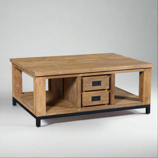 Urban Coffee Table – Solid Wood and Metal Design, a perfect blend of modern elegance and practicality.