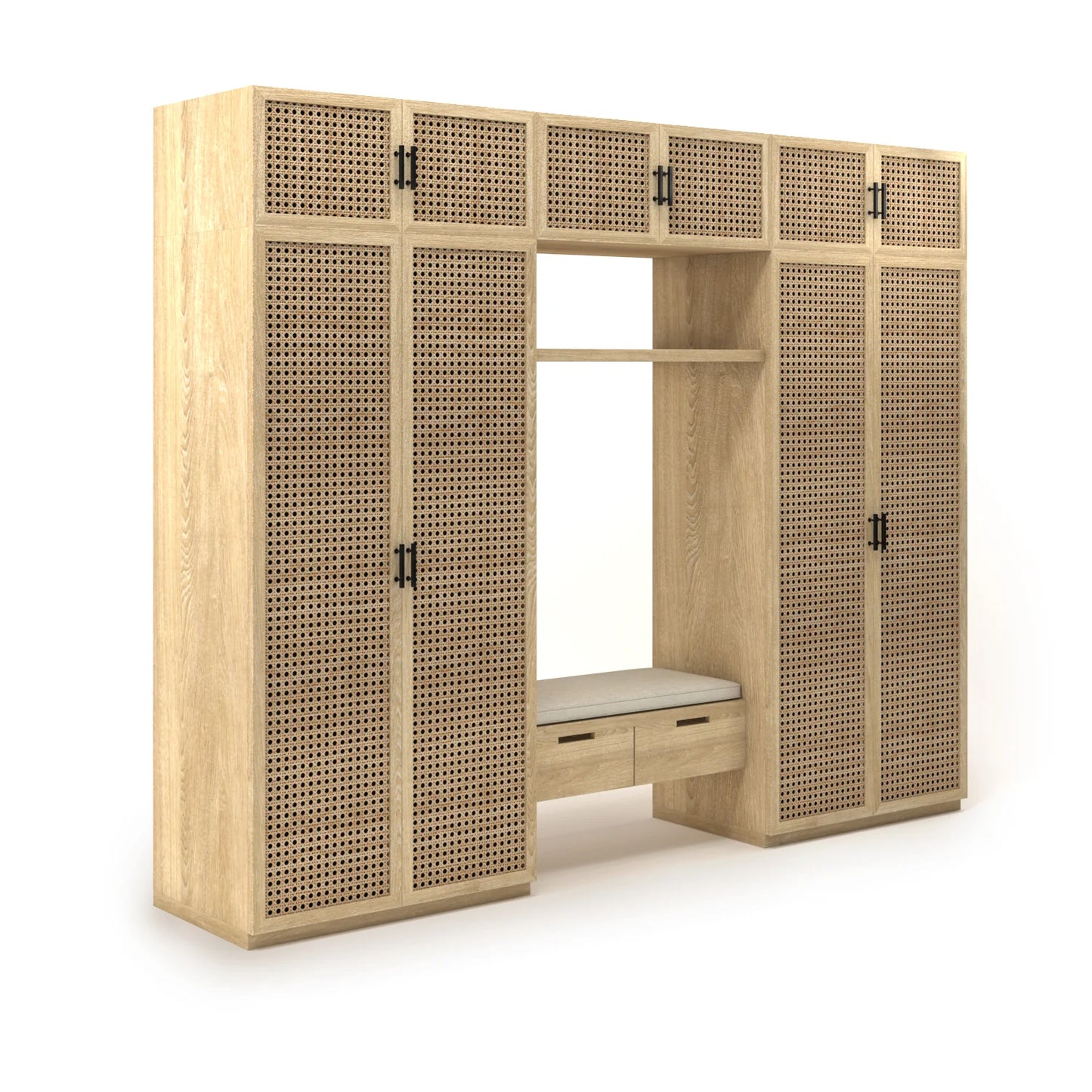 Bohemian rattan wardrobe