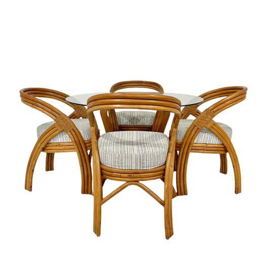 Coastal Charm Bamboo Dining Set - Table and 4 Chairs